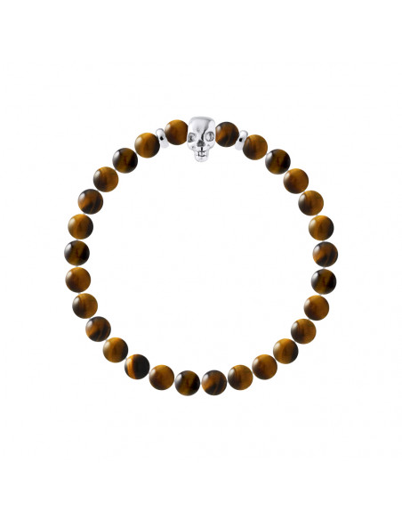 Pulsera de ojo de tigre y ojo de tigre - Plata 925 - Skully