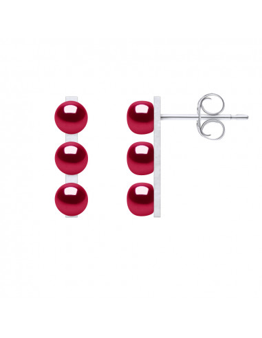 Trilogy 3 Earrings Culture Beads - 6 Colors - Silver 925 - Sarah