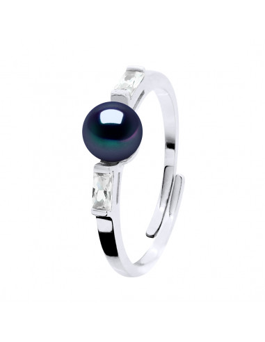 Anello in argento autentico anello in argento nero perla nera zyrconuim