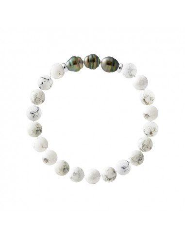 Pulsera 3 Tahiti Beads Circled en White Howlite - Silver 925 - Taenga