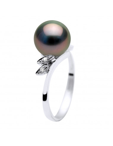 Anello di gioielli dorati, diamanti e tahiti perla - Maveana