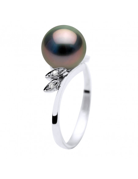 Anillo de joyería de oro, Diamantes y Tahiti Pearl - Maveaña