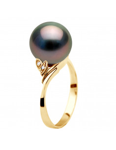 Bague en Or, Diamants et Perle de Tahiti Ronde 8 mm - RANAE