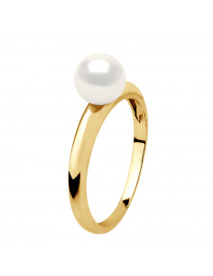 Bague Jonc en Or et Perle de Culture Ronde 6 mm - EVELYN