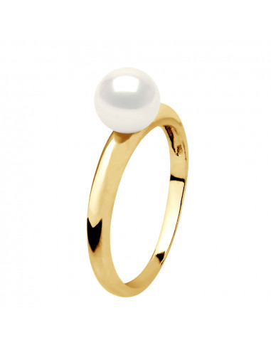 Anillos de oro y cultura redonda Pearl 6 mm - Evelyn
