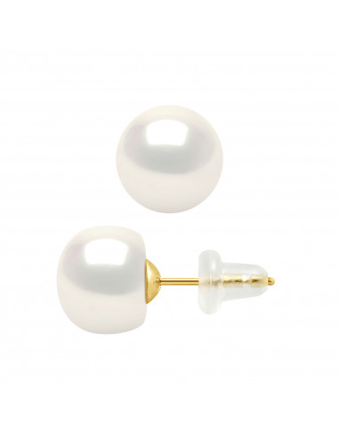 Goldohrringe und 8-mm-Kulturperlen - 2 Farben - Minella