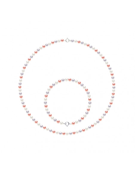 Set di collana e bracciale in perline da 4 mm - chiusura in oro - 6 colori - Evanglanina