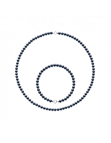 Set di collana e bracciale in perline da 4 mm - chiusura in oro - 6 colori - Evanglanina