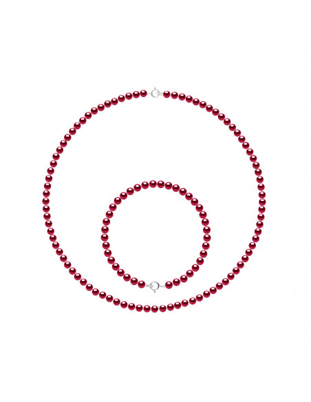 Set di collana e bracciale in perline da 4 mm - chiusura in oro - 6 colori - Evanglanina