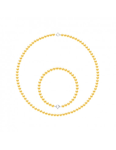 Set di collana e bracciale in perline da 4 mm - chiusura in oro - 6 colori - Evanglanina