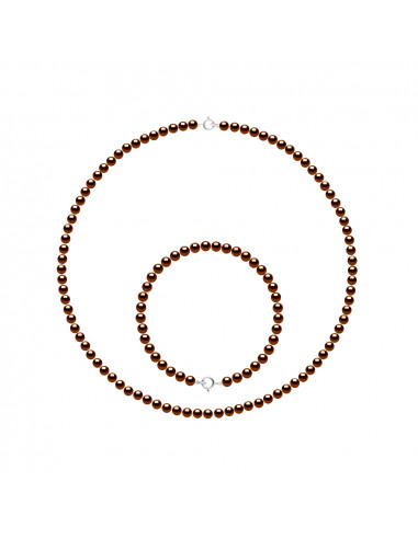 Halsketten-Set und Perlen-Armband 4 mm - Goldverschluss - 6 Farben - Evangelina