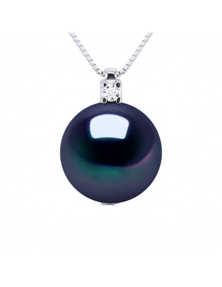 Gold Necklace and Diamond Culture Bead 10 mm - 2 Colors - Adriana