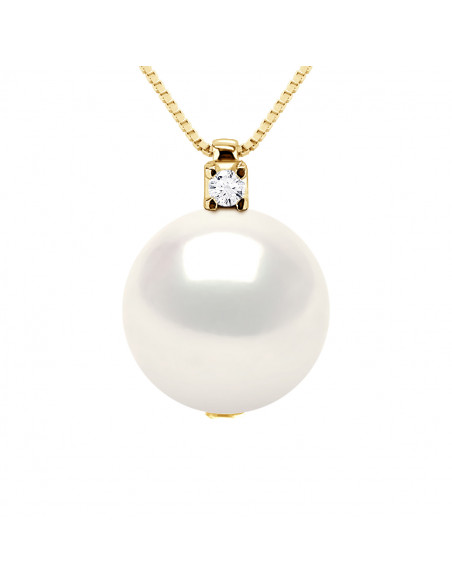 Collier en Or et Diamant Perle de Culture 10 mm - 2 Coloris - ADRIANA