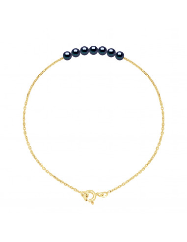 Braccialetto in corda e oro con 7 perle rotonde - 4 colori - Mina