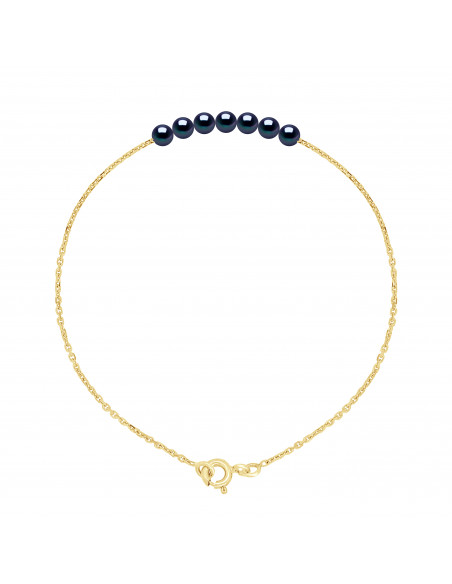 Braccialetto in corda e oro con 7 perle rotonde - 4 colori - Mina