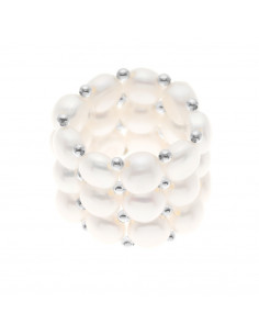 Bague 3 Rangs Perles de Culture 4 mm - 4 Coloris - LENA