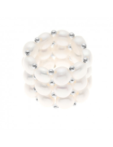 Ring 3 rows 4 mm culture beads - 4 colors - Lena