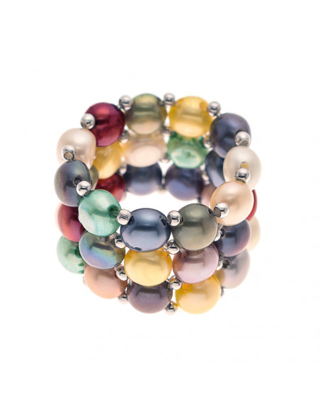 Bague 3 Rangs Perles de Culture 4 mm - 4 Coloris - LENA