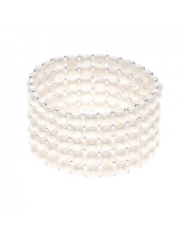 Bracciale da polsino a 5 fila 4 mm perline di cultura - 6 colori - Lena