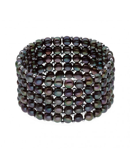 5-Row Cuff Bracelet 4 MM Culture Beads - 6 Colors - Lena
