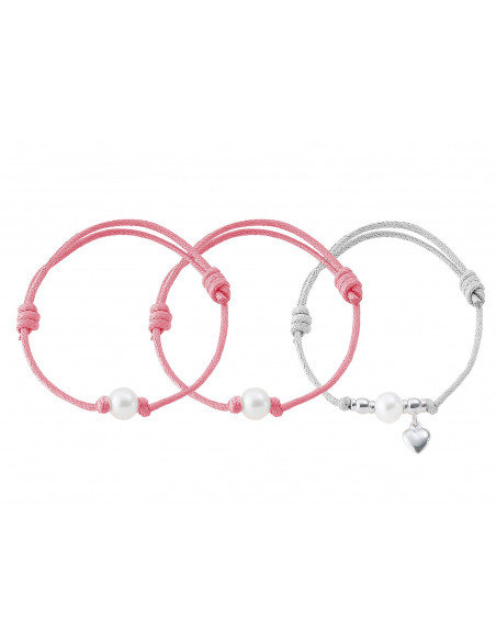 3 Armbänder Link & Silber 925 Tausendstel - Süßwasserkultur Pearl -Matustore Royal Perlen des Pazifiks