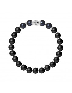 Bracelet Tête de Mort Perles de Culture Noires - Argent 925 - HASHI