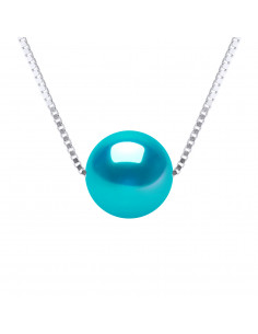 Collier Chaîne avec Perle de Culture Ronde 9 mm - 5 Coloris - Argent 925 - AMBRE