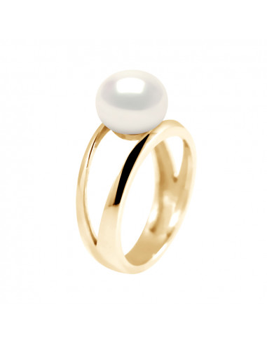 Anillo basura abierta en oro y perla cultivada 8 mm - Ines