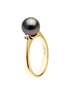 Bague en Or, Diamants et Perle de Tahiti Ronde 8-9 mm - ODAE