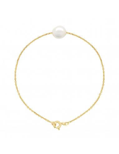 Gold chain bracelet and baroque culture pearl - 3 colors - Tiphaine