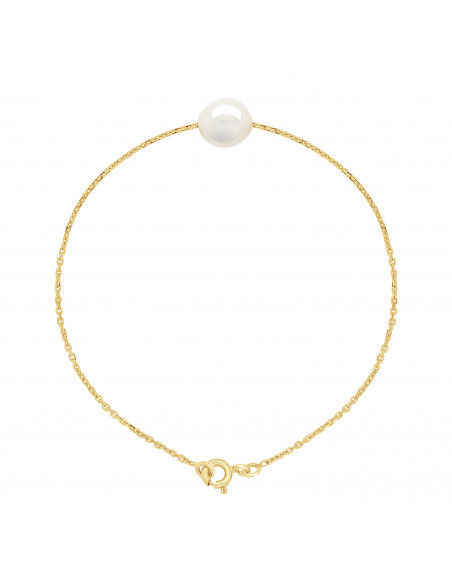 Gold chain bracelet and baroque culture pearl - 3 colors - Tiphaine