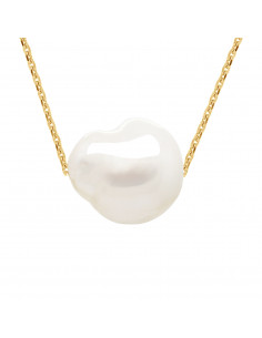 Collier Chaine en Or Jaune ou Or Blanc et Perle de Culture Baroque 11 mm  - TIPHANIE