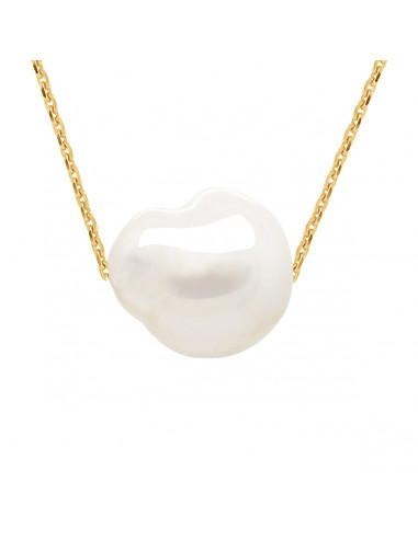 Giallo in oro o in oro bianco collana e perla barocca 11 mm - Tiphanie