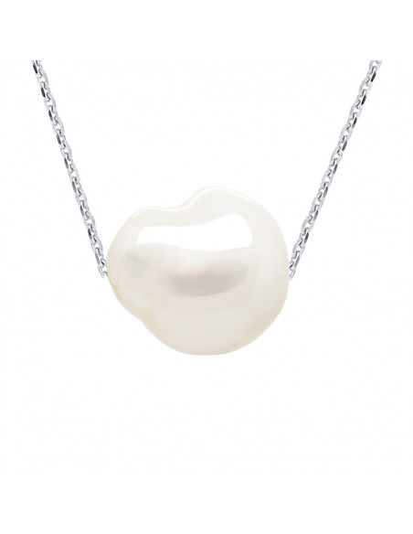 Collier Chaine en Or Jaune ou Or Blanc et Perle de Culture Baroque 11 mm  - TIPHANIE