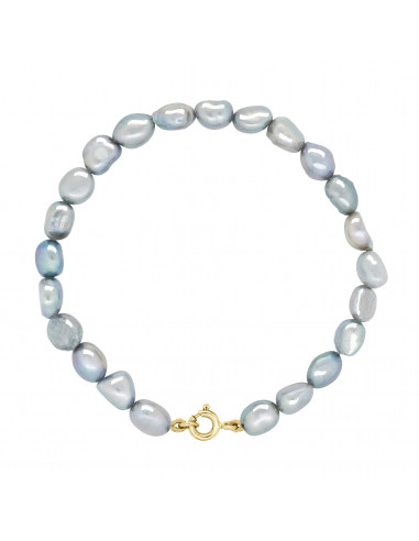 Baroque beaded bracelet 6 mm - 4 colors - yellow gold clasp - Silvija