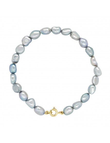 Baroque beaded bracelet 6 mm - 4 colors - yellow gold clasp - Silvija