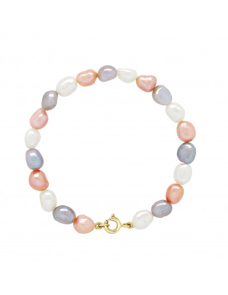 Baroque beaded bracelet 6 mm - 4 colors - yellow gold clasp - Silvija