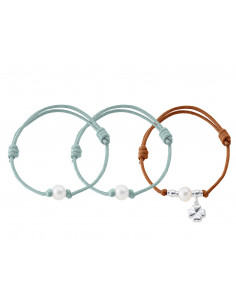 3 bracciali Link & Silver 925 millesimo - Cultura d'acqua dolce perla -Smuffazione perle reali del Pacifico
