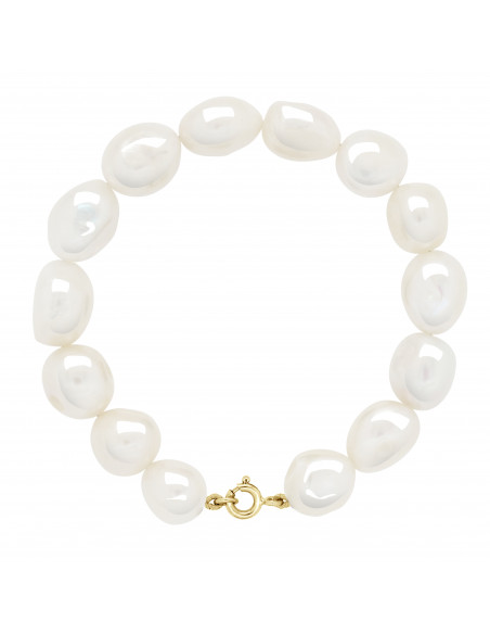 Pulsera de cuentas de cultivo barroco 11 mm - cierre de oro amarillo - Sienna