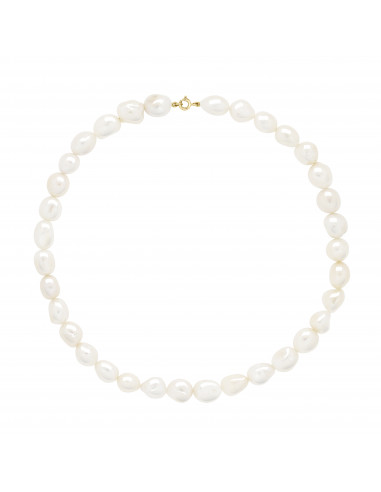 Baroque Bead Necklace 11 mm - Yellow Gold Clasp - Sienna