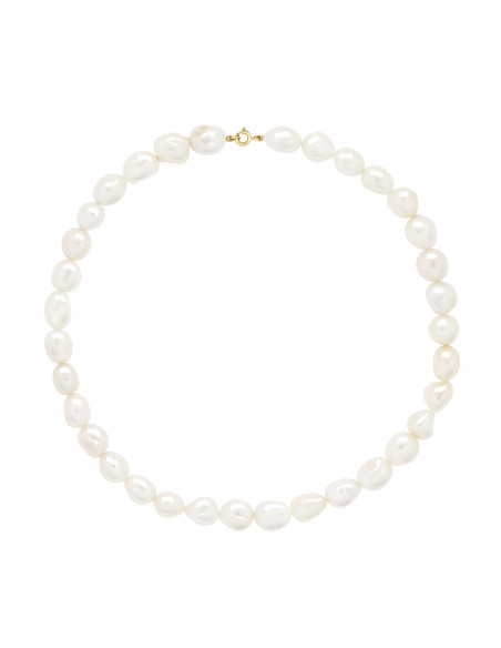 Baroque Bead Necklace 11 mm - Yellow Gold Clasp - Sienna