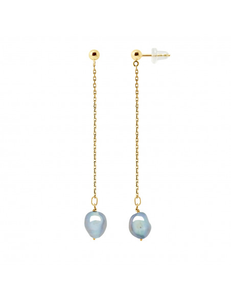 Orecchini in oro con pendenti e perline di coltura barocca 8 mm - 3 colori - Marissa