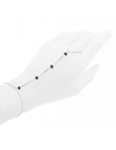 Bracciale-anello perline Cultura 4 mm Argento 925 - Zoe