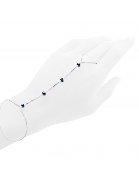 Bracciale-anello perline Cultura 4 mm Argento 925 - Zoe