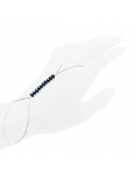 Bracciale-anello perline Cultura 4 mm Argento 925 - Zoe