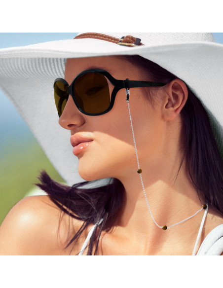 Bicchieri catena, maschera in argento 925 porta e vera tigre occhio - analisi