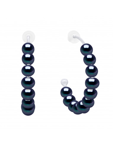 Half Creole Earrings Silver Culture Beads 925 - Victoria