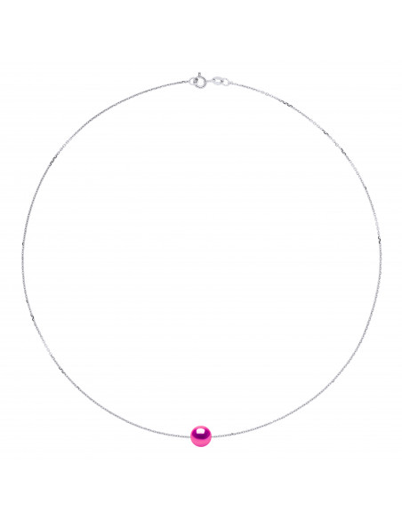 Collier Chaine Perle de Culture Ronde 8 mm en Argent 925 - 5 Coloris - ROMY