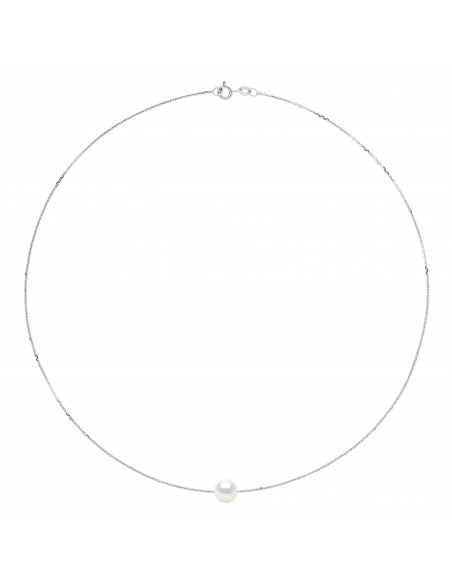 Collier Chaine Perle de Culture Ronde 8 mm en Argent 925 - 5 Coloris - ROMY