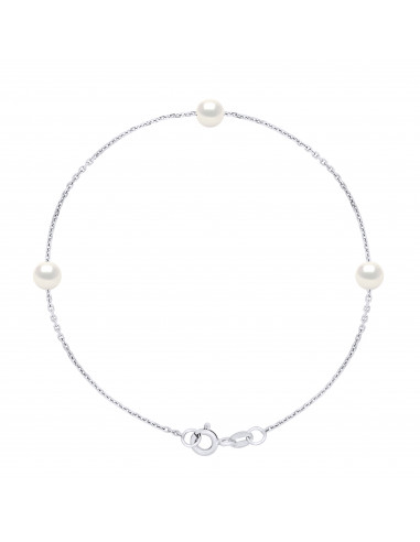 Pulsera de cuerda 3 Cultura redonda Beads 5 mm Silver 925 - 6 colores - Romy